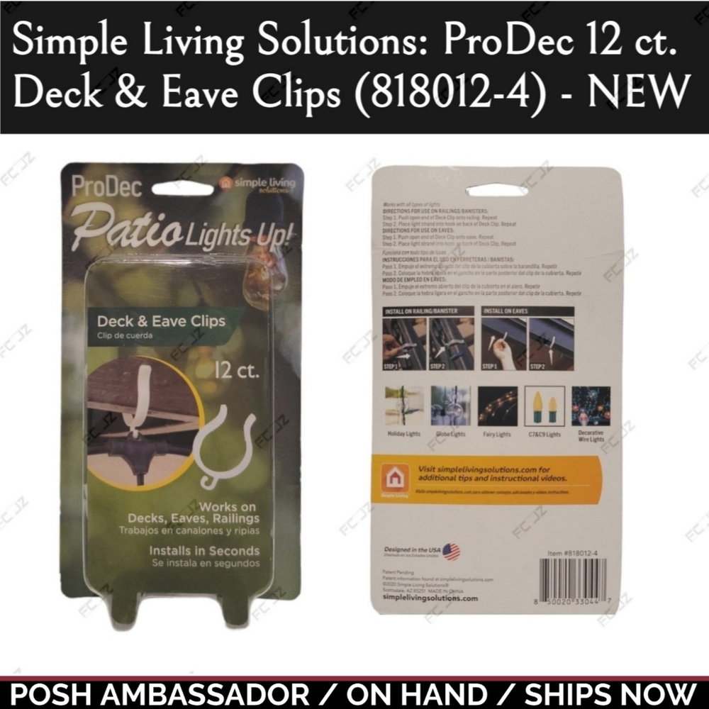 Simple Living Solutions: ProDec, 12 ct Deck & Eave Clips (818012-4) - NEW